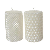 Decoris Pillar Wax Candle with Glitters 10cm - Metallic Winter White (2 Assorted)